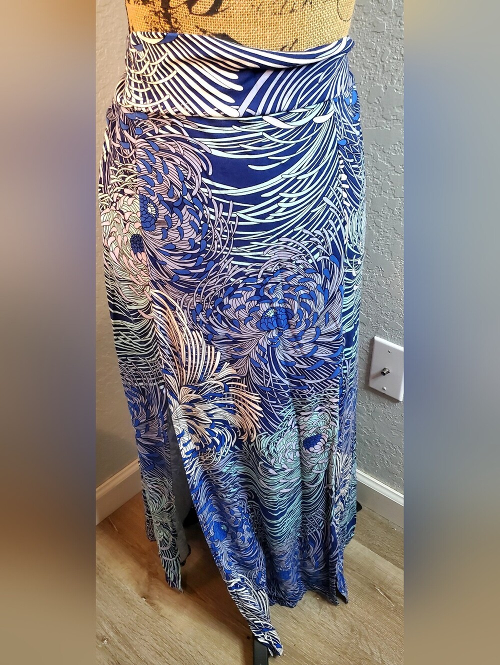 Blue Floral Maxi Skirt - Elegant Printed Women's Skirt